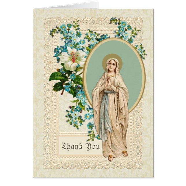 Catholic Virgin Mary Rosary  Funeral Thank You (Front)
