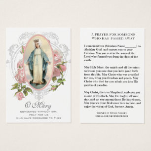 Catholic Virgin Mary Sympathy Prayer Holy Card