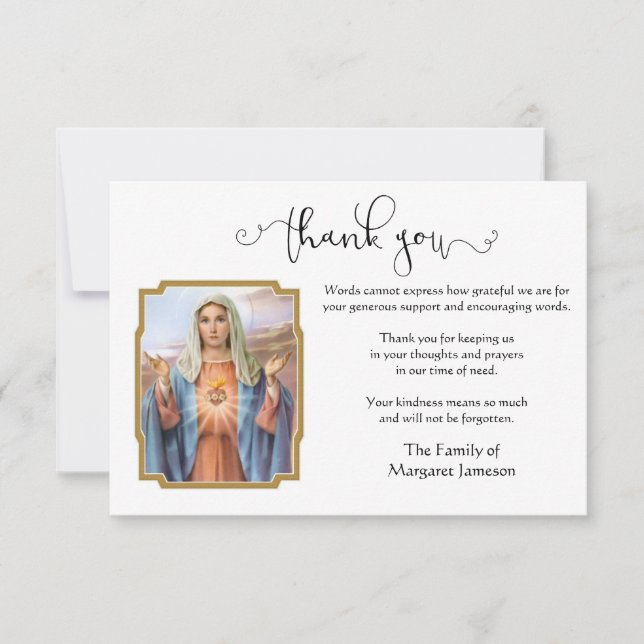 Catholic Virgin Mary Thank You Condolence (Front)