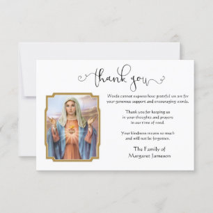 Catholic Virgin Mary Thank You Condolence Card