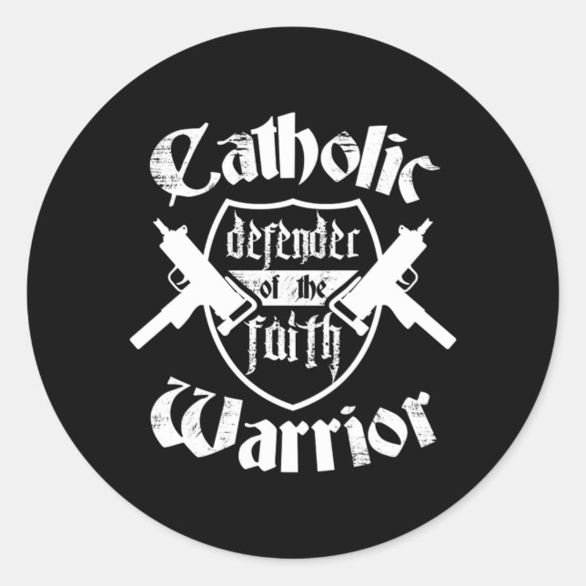 Catholic Warrior Defender Of The Faith Religion Gi Classic Round Sticker (Front)