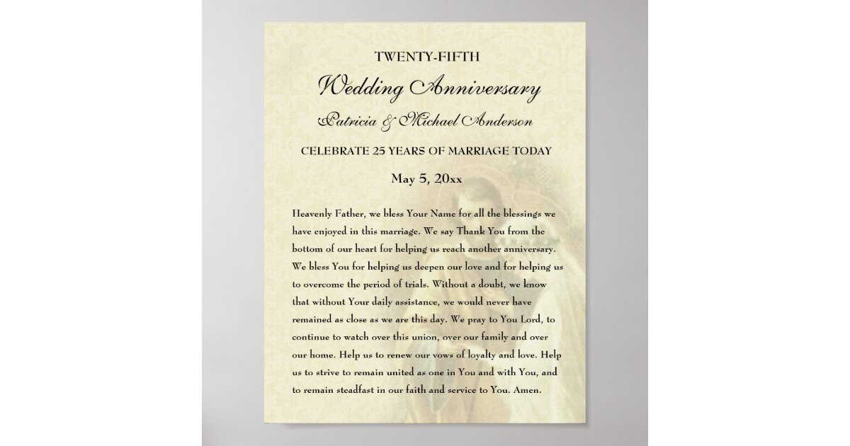 Catholic Wedding Anniversary Celebration Prayer Poster Zazzle