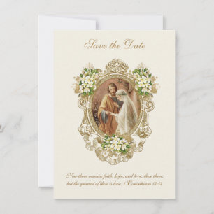 Catholic Wedding Betrothal Mary Joseph Save The Date