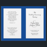 Catholic Wedding Ceremony Folded Program Template<br><div class="desc">Folded wedding program template for a catholic ceremony. This layered-look program contains white panels over dark blue colour. Each page has space for lots of text to accommodate an involved ceremony. The last page (back of program) includes a section for scripture (sample is "love is patient" from 1 Corinthians) and...</div>