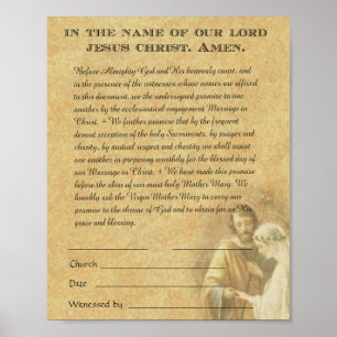 Catholic Wedding Engagement Betrothal Promise Poster