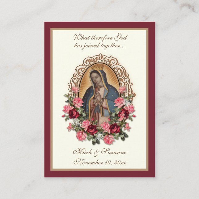 Catholic Wedding Favour Guadalupe Holy Card (Front)