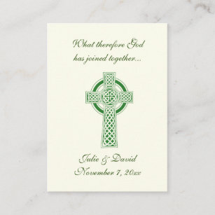 Catholic Wedding Favour Irish Green Celtic Cross  Business Card