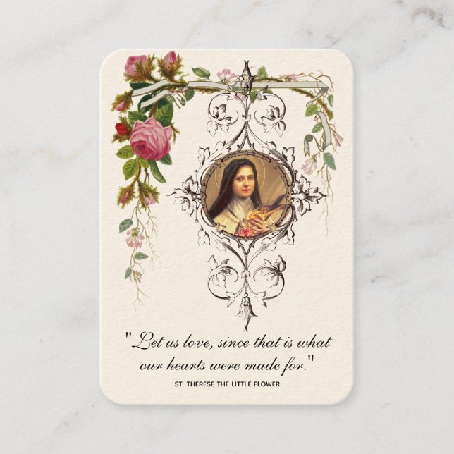Catholic Wedding Favour St. Therese Remembrance Bu Business Card (Front)