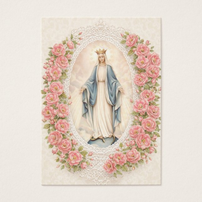 Catholic Wedding Floral Marian Prayer Cards (Devant)