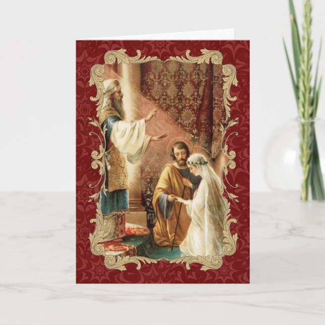 Catholic Wedding Gold Maroon Wedding Invitation (Front)