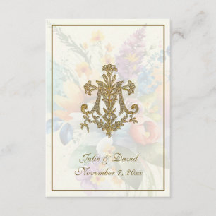 Catholic Wedding Holy Card Floral Marian Cross