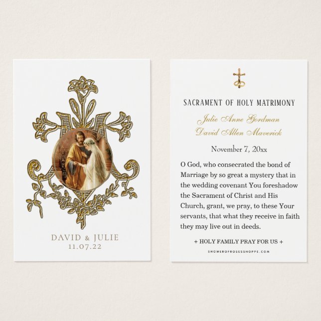 Catholic Wedding Holy Card Traditional (Front & Back)