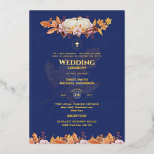 Catholic Wedding Invitations Autumn Fall Pumpkins