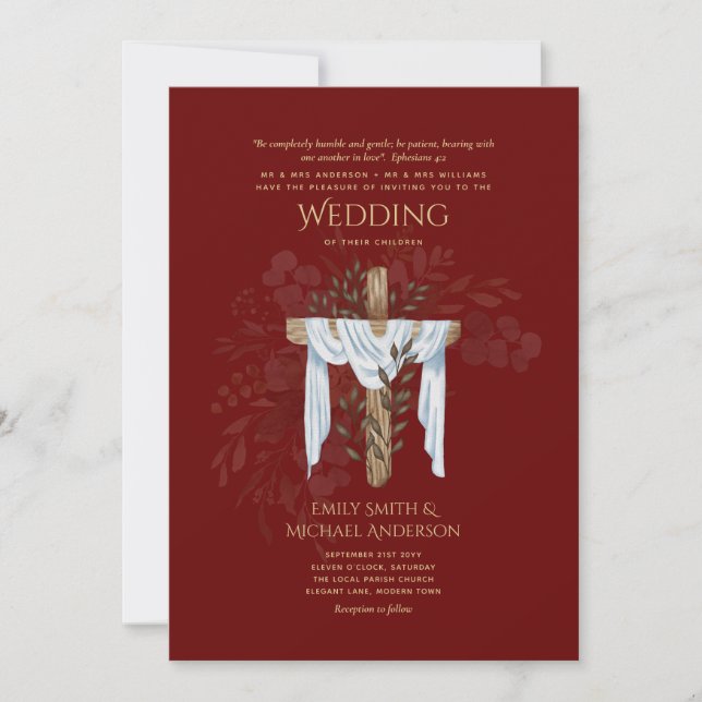 Catholic Wedding Invitations Christian Elegant  (Front)