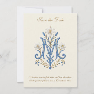 Catholic Wedding Marian Monogram Save The Date