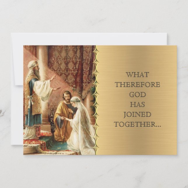 Catholic Wedding Mary Joseph Gold Invitation (Front)
