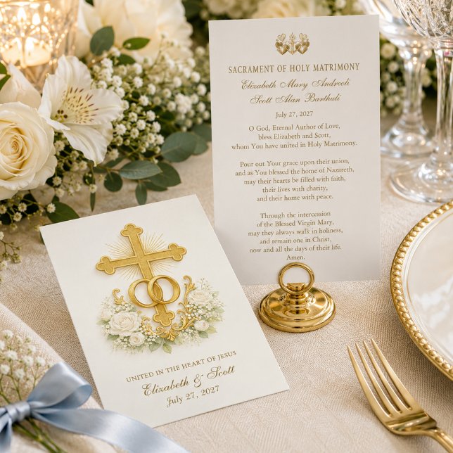 Catholic Wedding Prayer Card  Gold Cross (Creator Uploaded)