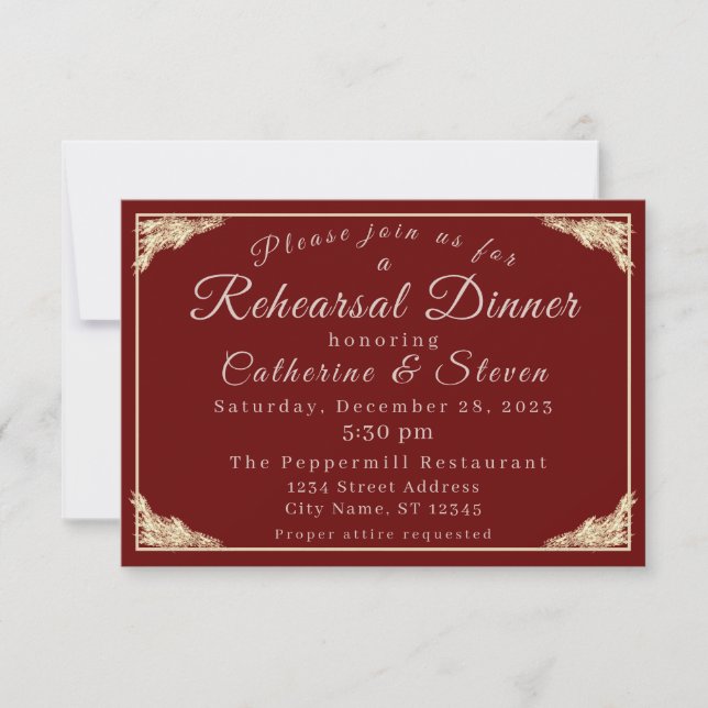 Catholic Winter Wedding Rehearsal Dinner  (Front)