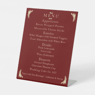 Catholic Winter Wedding Table Menu Pedestal Sign