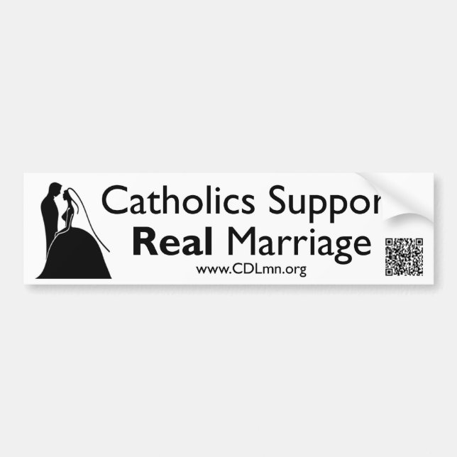 Catholics Support Real Marriage Bumper Sticker (Front)