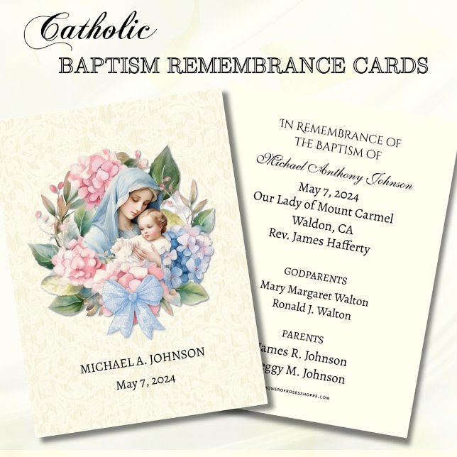 Catholique Baby Boy Baptême Souvenir Carte Sainte (Créateur téléchargé)