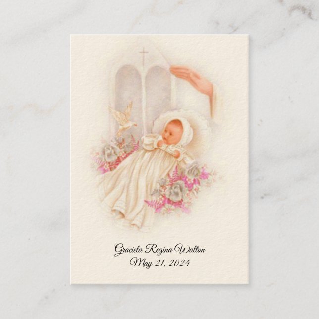 Catholique Baby Girl Baptismal Remembrasser Carte  (Devant)