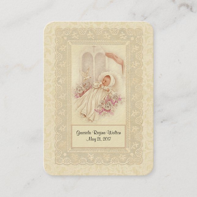 Catholique Baby Girl Baptismal Remembrasser Carte  (Devant)