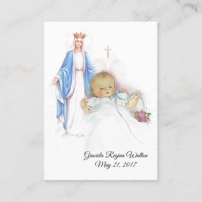 Catholique Baby Girl Baptismal Remembrasser Carte  (Devant)