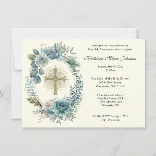 Catholique Croix première communion Invitations