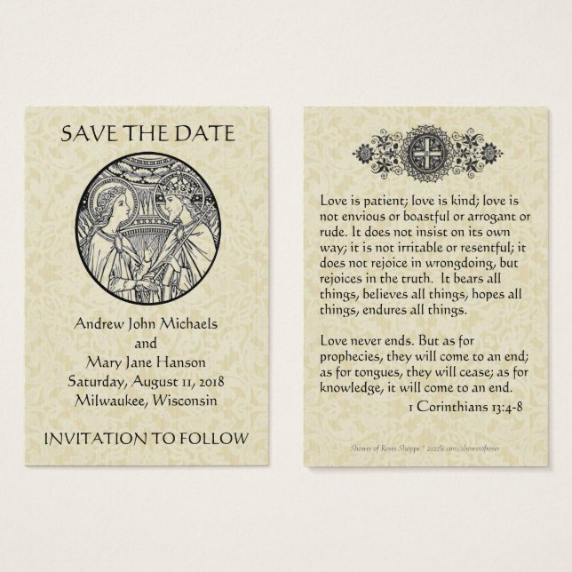 Catholique Enregistrer les cartes de mariage de la (Devant & derrière)