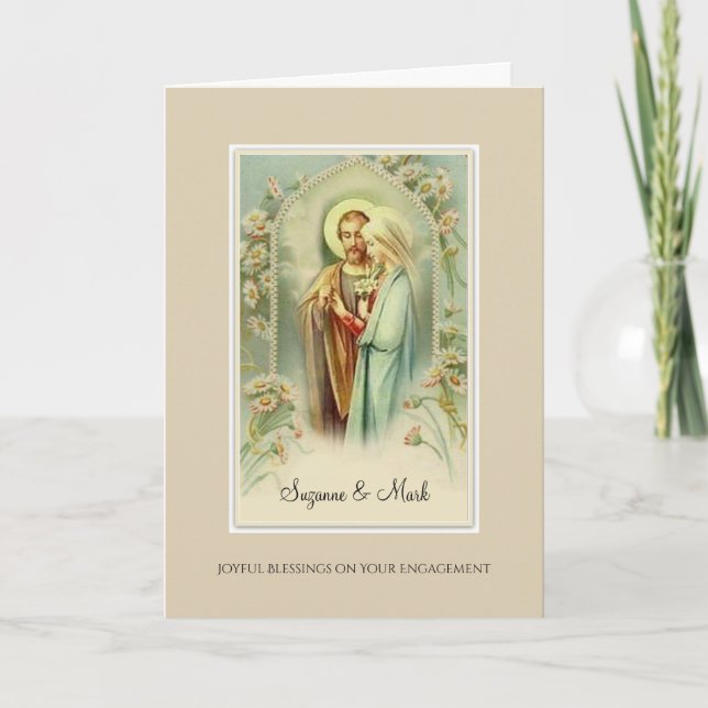 Catholique Fiançailles Félicitations Carte avec pr (Devant)
