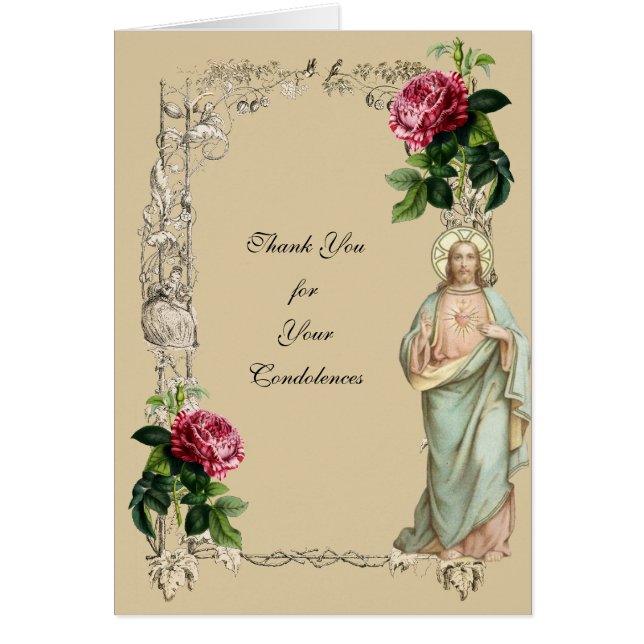 Catholique Jésus funéraire Saint-Card Merci (Devant)