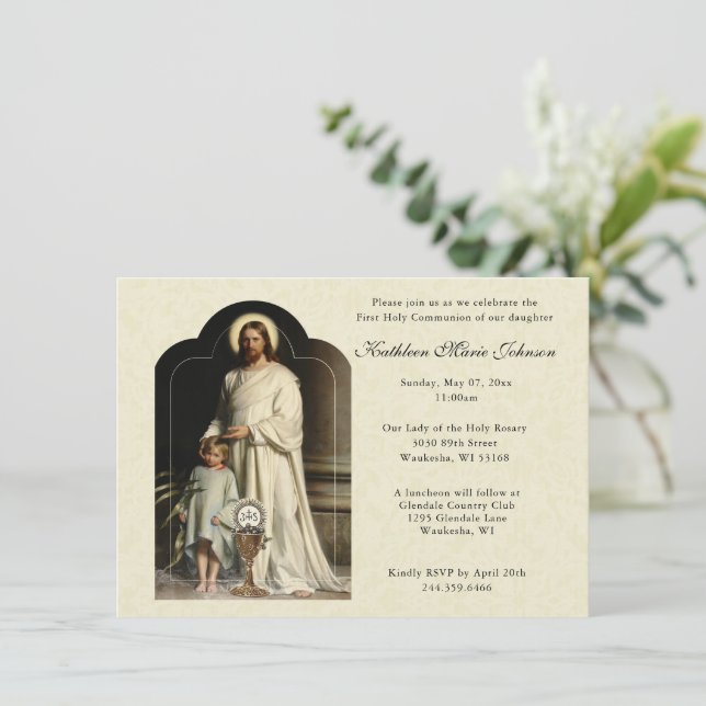 Catholique Jésus Première communion Invitations (Debout devant)