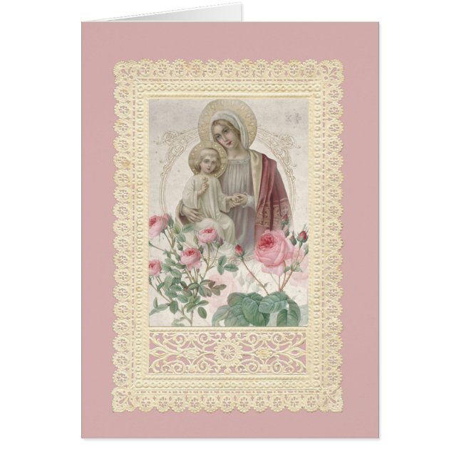 Catholique Marie Jésus Dentelle florale religieuse (Devant)