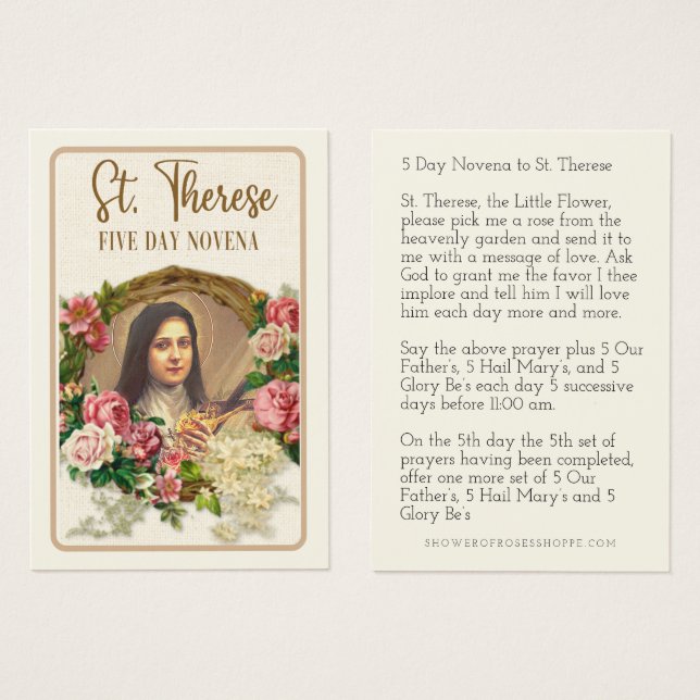 Catholique Novena à St Thérèse la Petite Fleur (Devant & derrière)