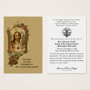 Catholique Prêtre Jésus Funéraire Carte Sainte