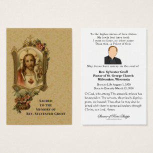 Catholique Prêtre Jésus Funéraire Carte Sainte