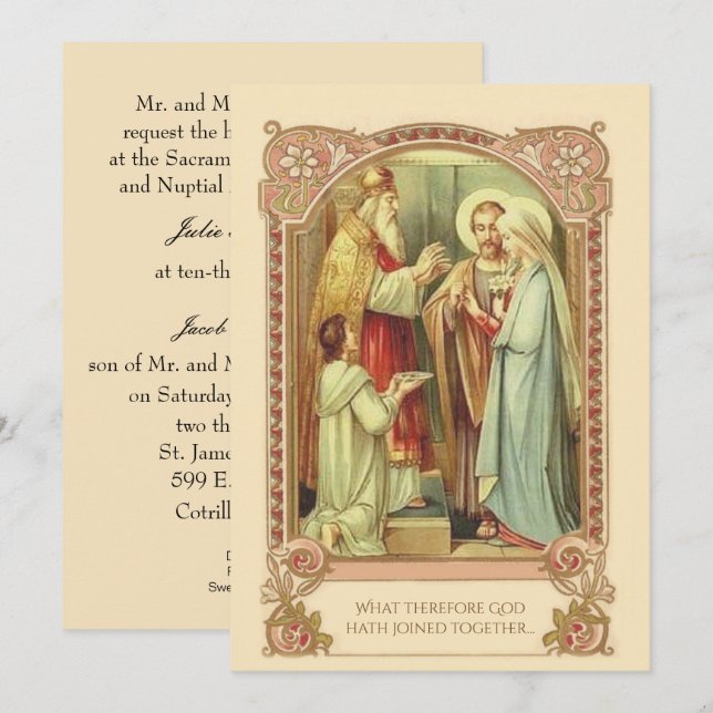 Catholique traditionnelle Faire-part de mariage nu (Devant / Derrière)