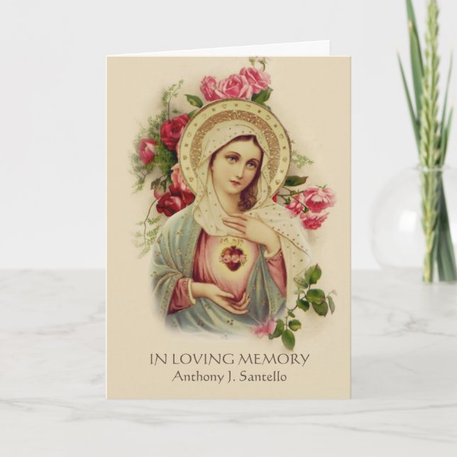 Catholique Vierge Marie Funérailles Carte de prièr (Devant)