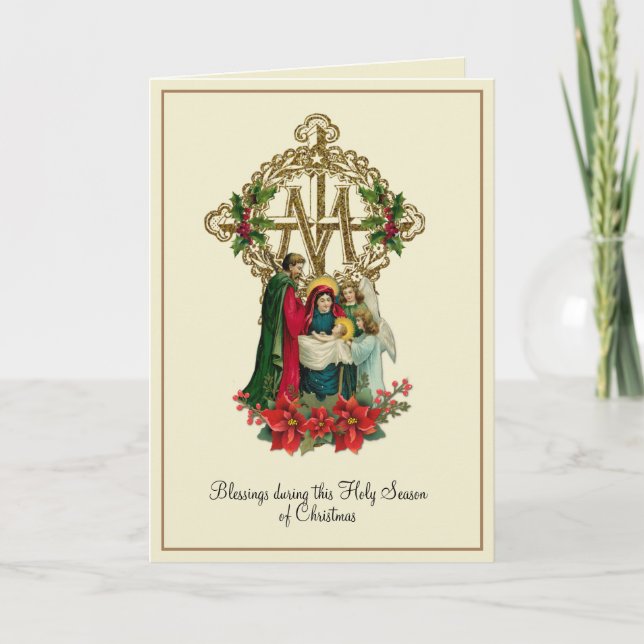 Catholique Vierge Marie Jésus Carte Florale (Devant)