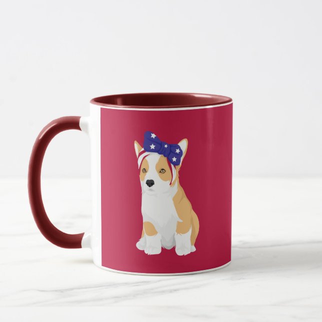 Cathy The Patriotic of American 4th July Corgi Mug (Left)