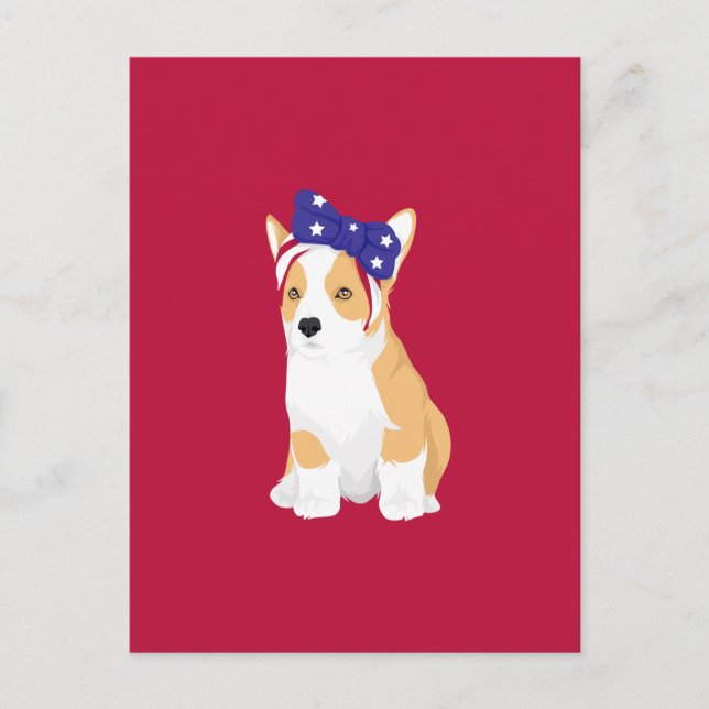 Cathy The Patriotic of American 4th July Corgi Postcard (Front)