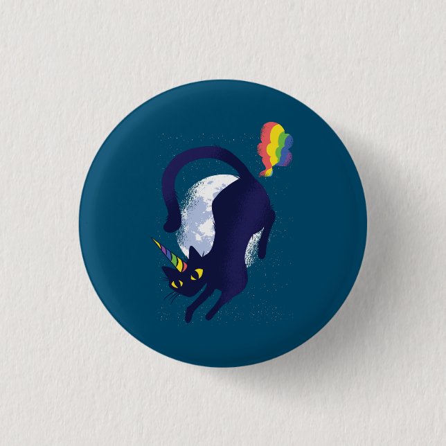 Caticorn 1 Inch Round Button (Front)