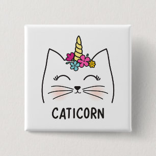 Caticorn 2 Inch Square Button