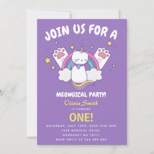  Caticorn Birthday Party Invitation