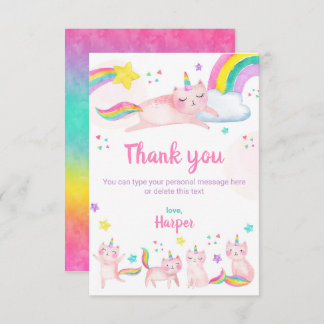 Caticorn Birthday Personalized Thank You Card