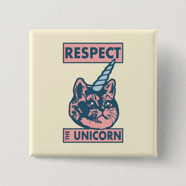 Caticorn Cute Heavy Breathing 2 Inch Square Button (Front)