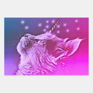 Caticorn Magical Unicorn Cat Customisable Wrapping Paper Sheet