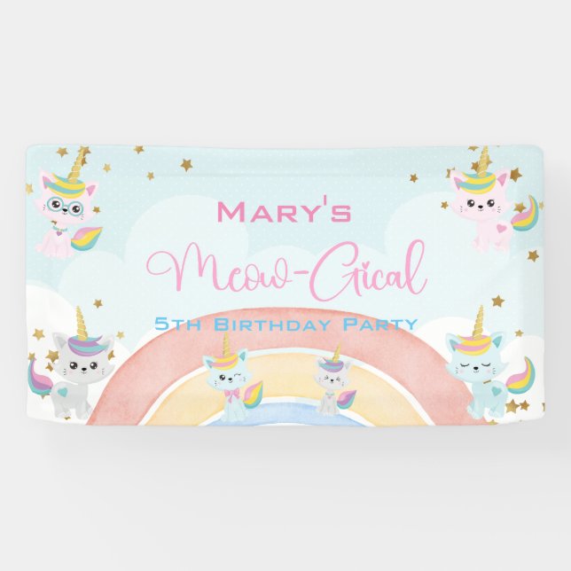 Caticorn Meow-Gical Birthday Banner (Horizontal)