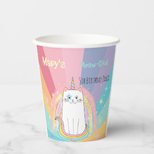Caticorn Meow-Gical Birthday Girl Paper Cups